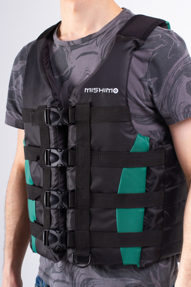 Жилет спасательный MISHIMO PRO Премиум качества Черно-зеленый в Саратове