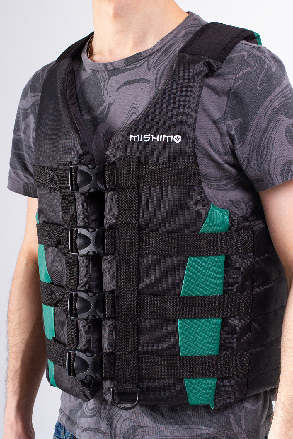 Жилет спасательный MISHIMO PRO Премиум качества Черно-зеленый в Саратове
