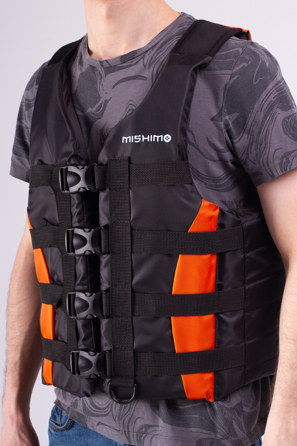 Жилет спасательный MISHIMO PRO Премиум качества Черно-оранжевый в Саратове